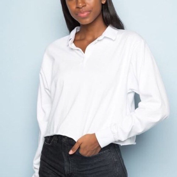 Brandy Melville Tops - White Long Sleeve Polo Brandy Melville